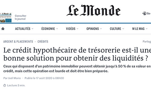 Le Monde parle du crédit hypothécaire de trésorerie Bougardier